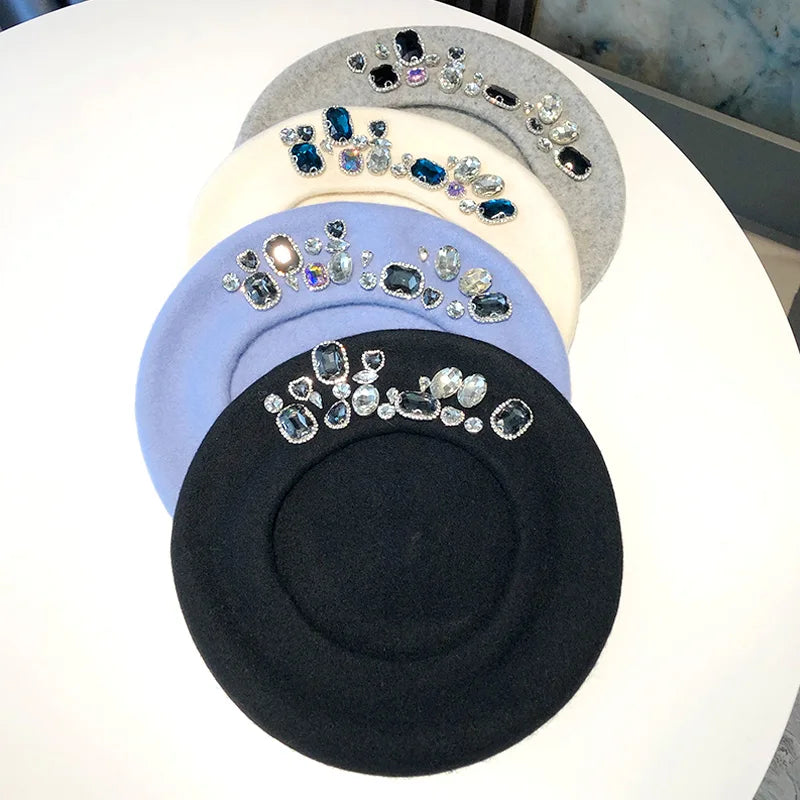 Rhinestone Crystal Luxury Warm  Beret