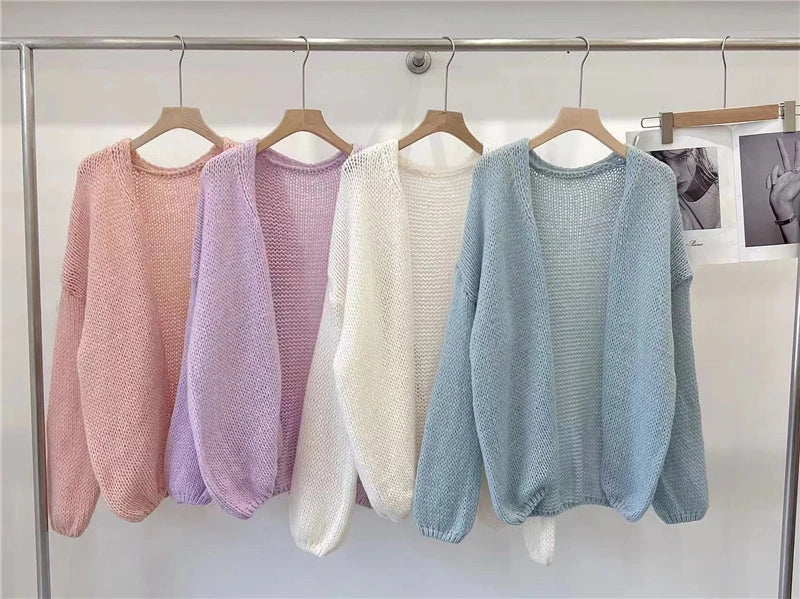 Sweet V-Neck Oversized  Fashion Knitting Cardigans  One Size