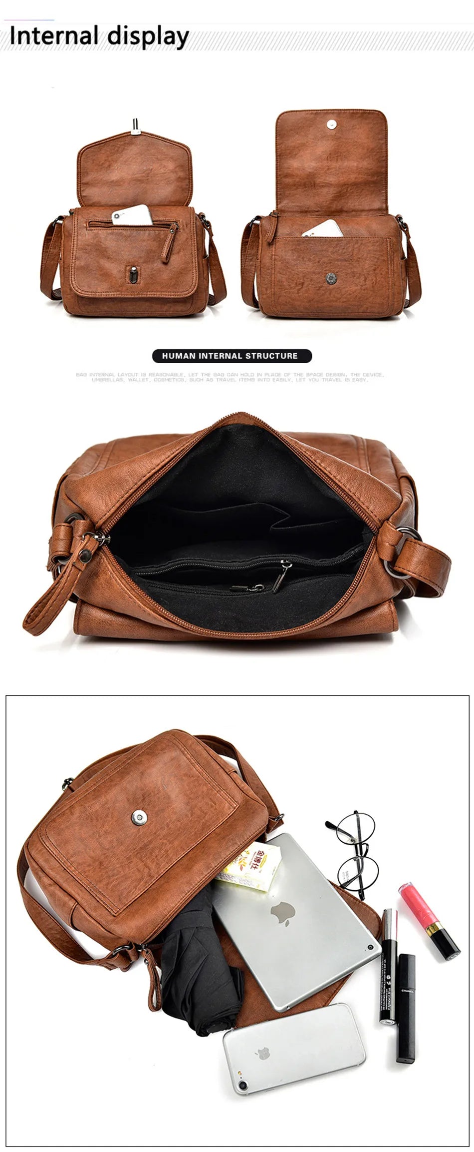 "Vintage Soft" Style Genuine  Crossbody Handbag