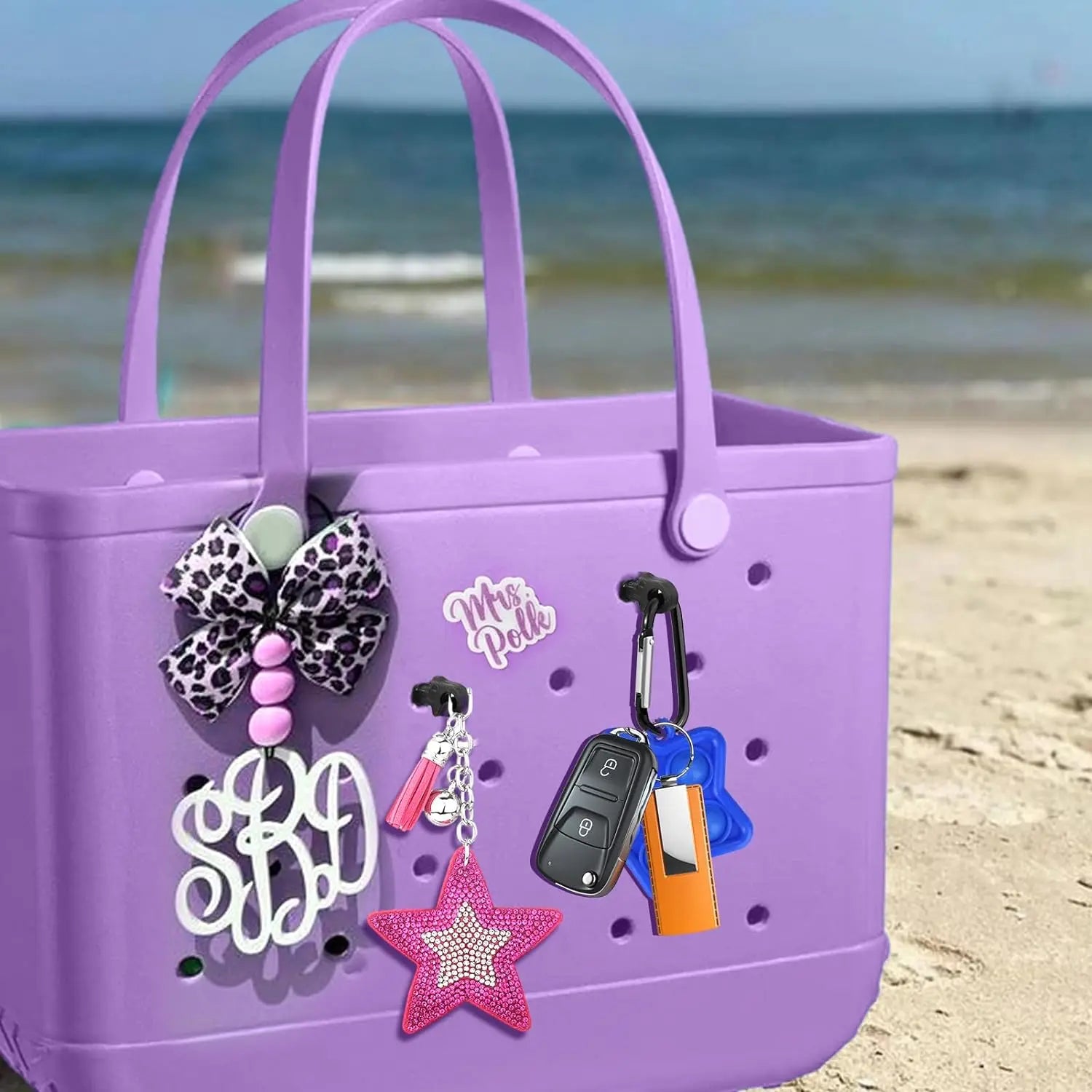 Bogg Beach Tote Bag  Key Holder Insert Charm