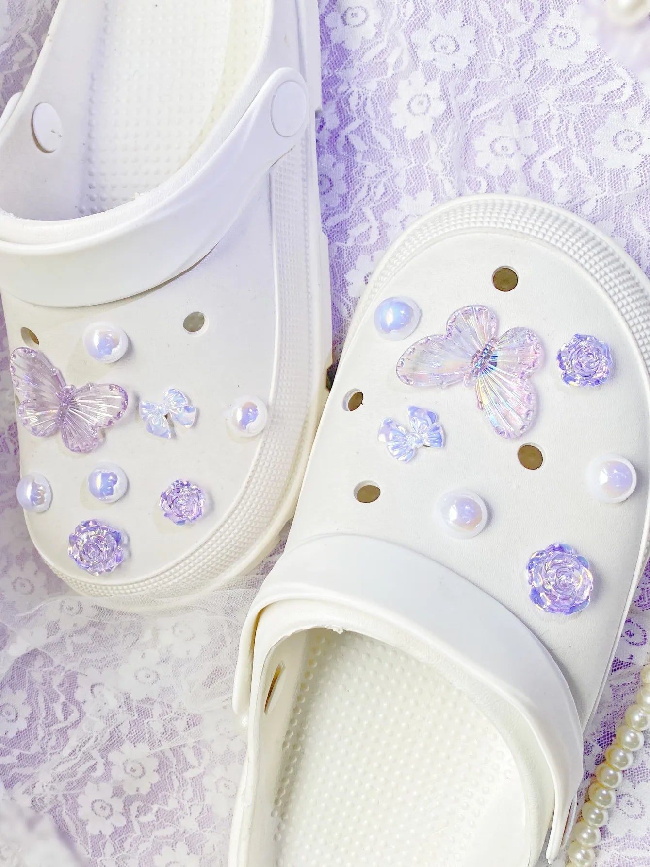 Butterfly Shoes Charms With Detachable Flower Buckle