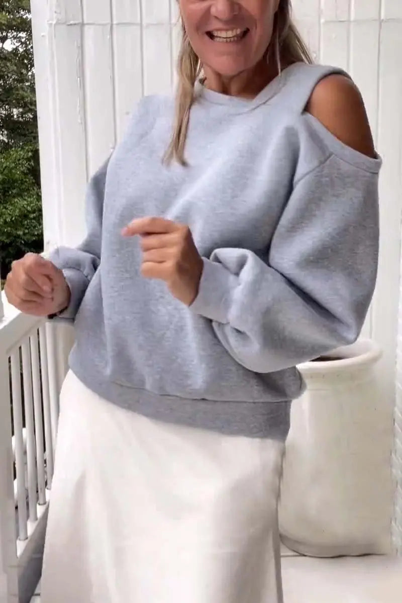 Chic Look Off-shoulder Top Pullover Blouse  with  Long-sleeved