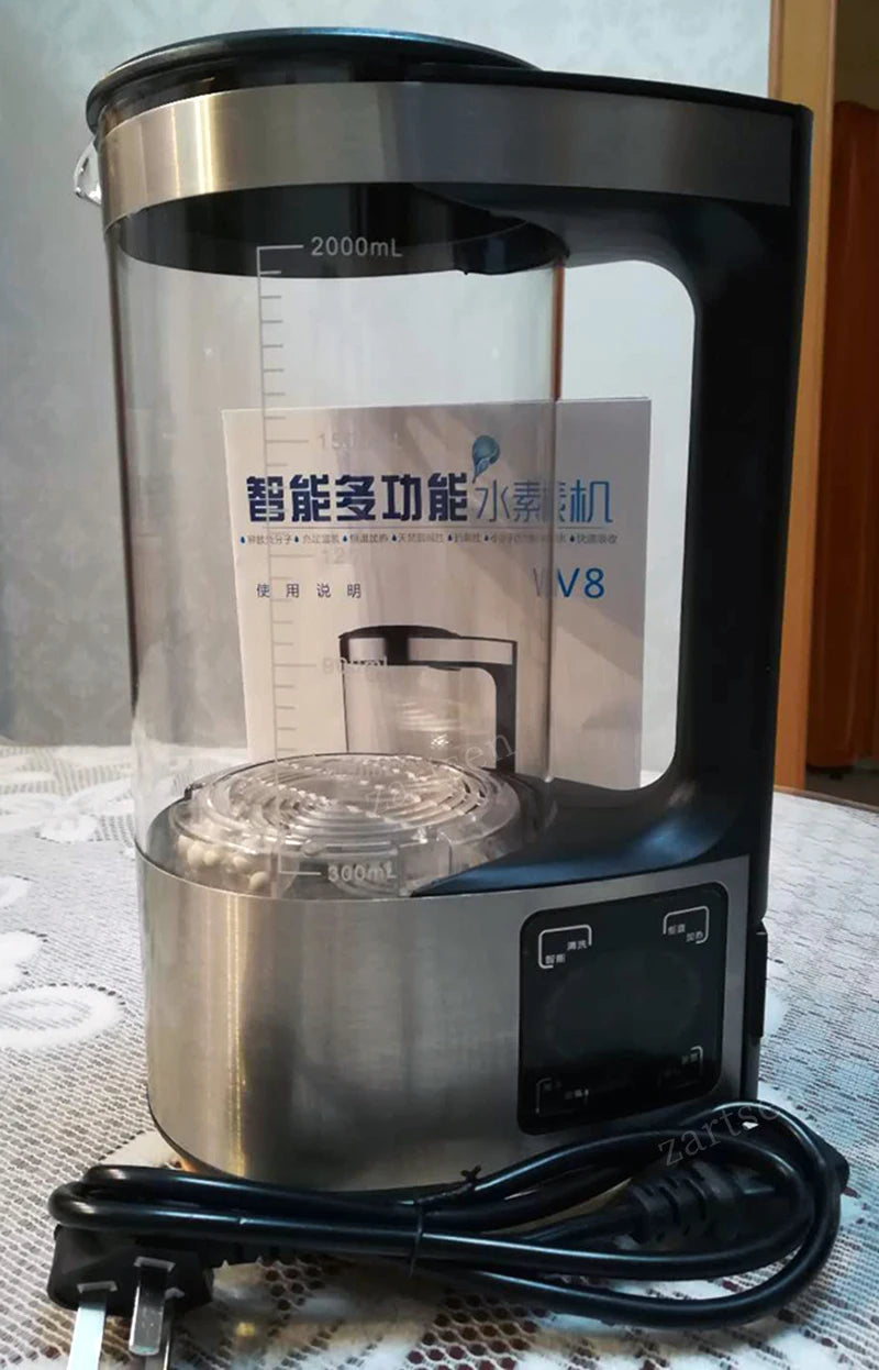 Large 2 Liter Hydrogen Rich Home Pitcher Alkaline Water Ionizer Generator Machine