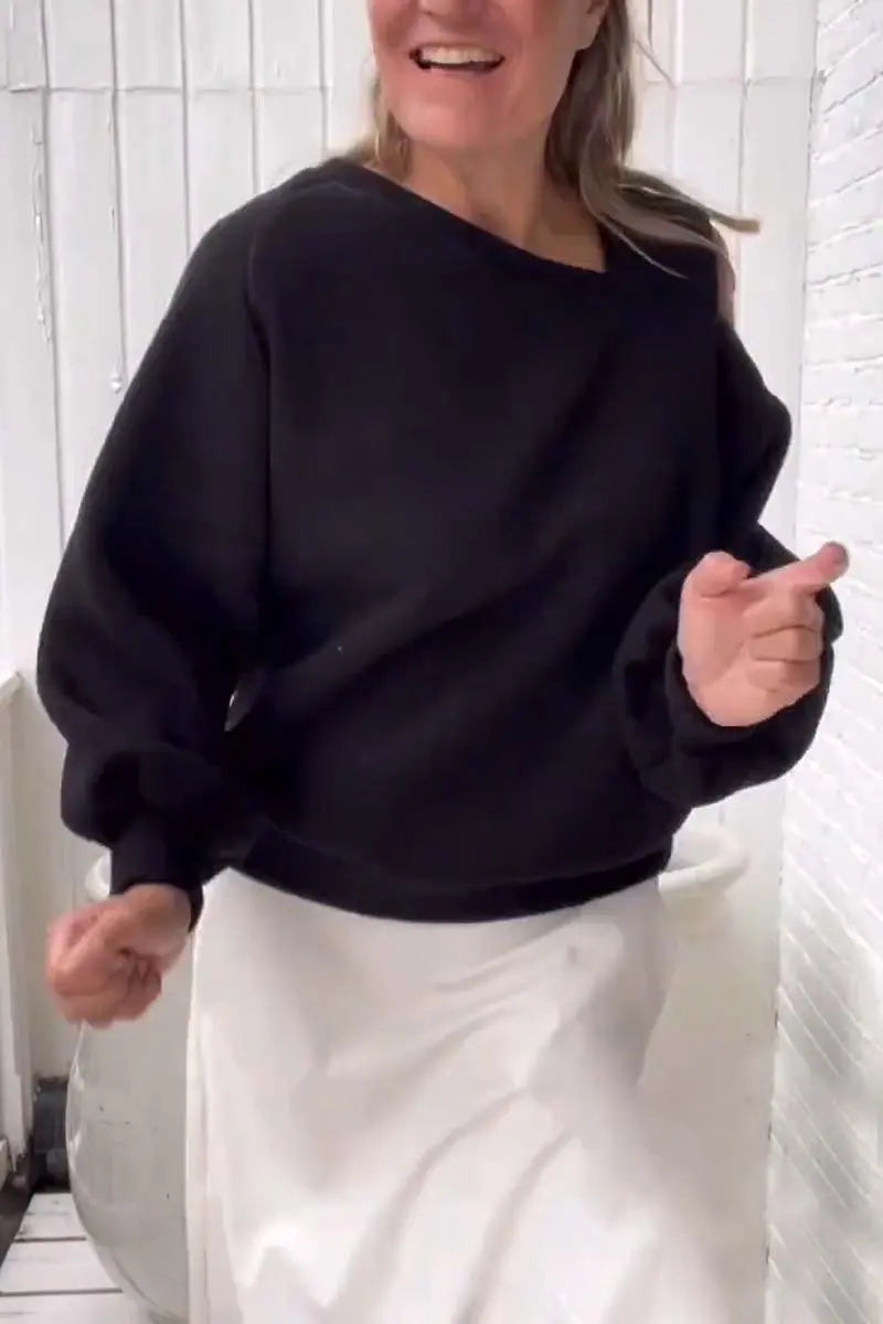 Chic Look Off-shoulder Top Pullover Blouse  with  Long-sleeved
