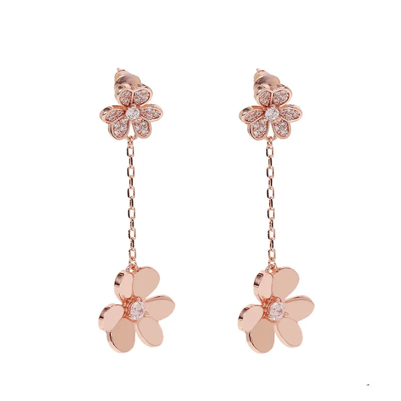 High Quality Clover Leaf Tassel Long Drop Earrings Set