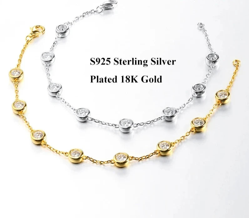 GRA Certified D Color Moissanite Bracelet Sterling Silver 18K Gold Ovlerlay