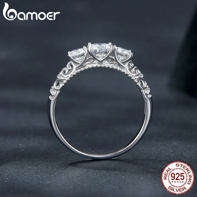 Sterling Silver 1.1 TCW Round Moissanite Lab Diamond Platinum Plated Ring