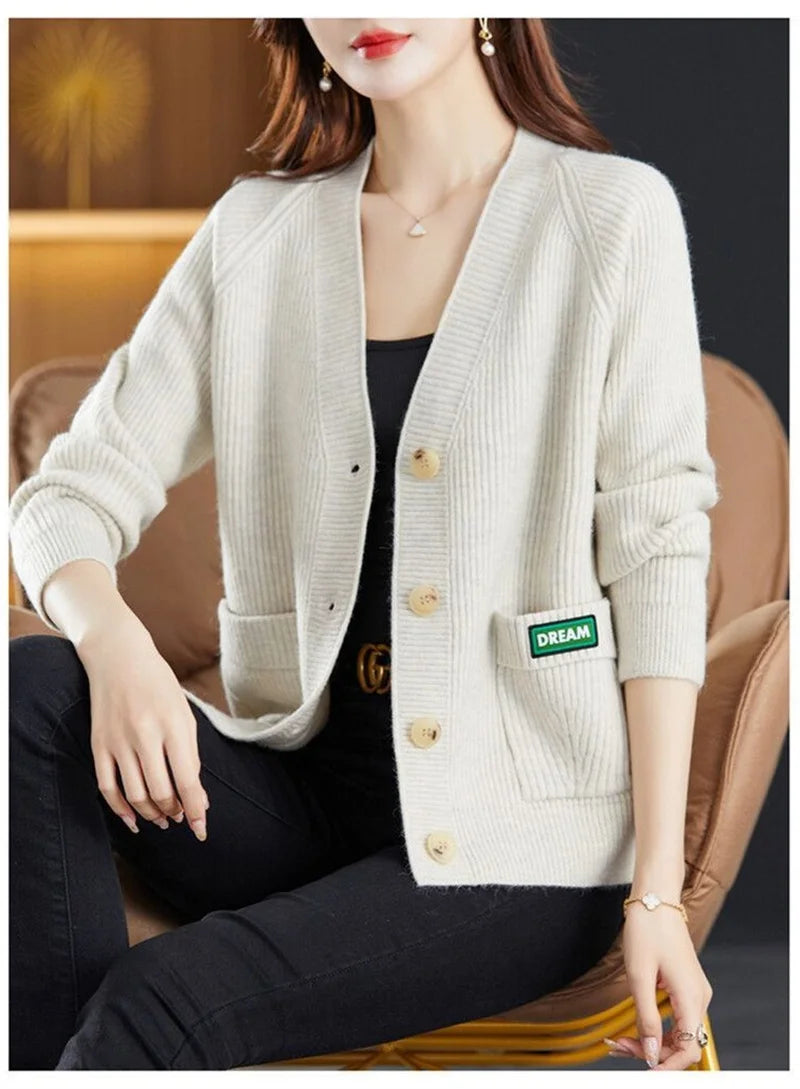 Elegant Sweater  V-neck  Cardigan Jacket