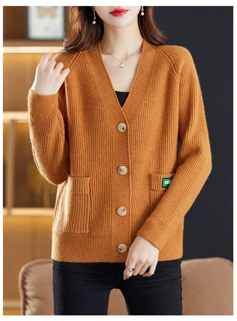 Elegant Sweater  V-neck  Cardigan Jacket