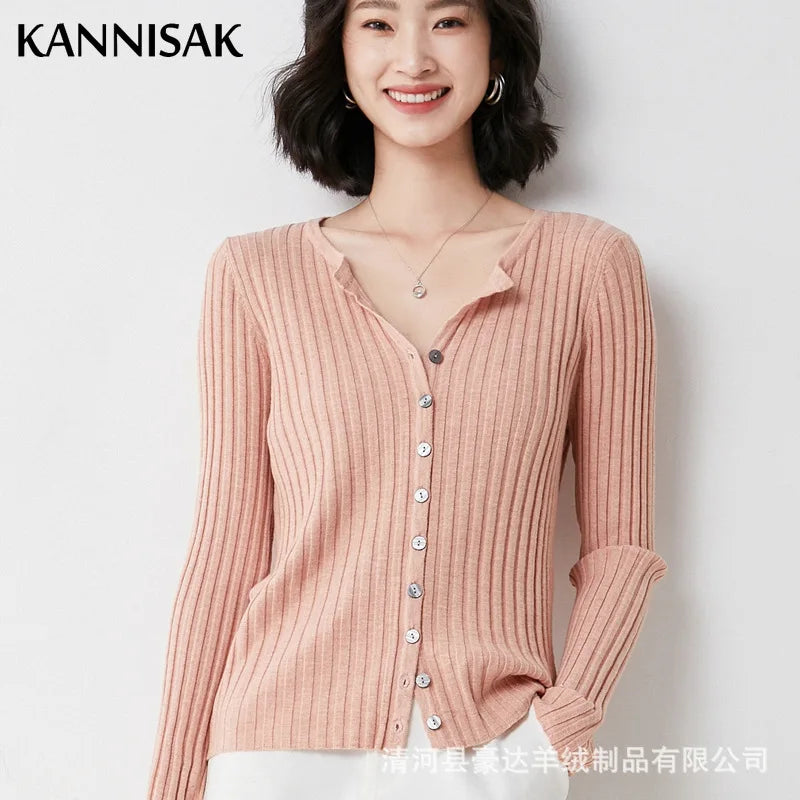 Simple  O-neck Knitted Top Cardigans