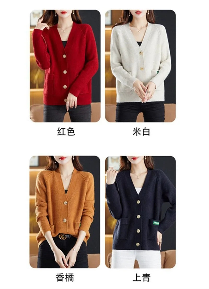 Elegant Sweater  V-neck  Cardigan Jacket