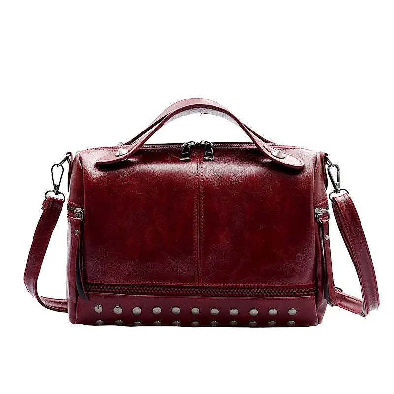 Rivets  Designer Casual Messenger  Leather Bags -Large Capacity