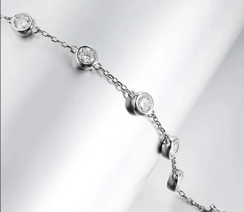 GRA Certified D Color Moissanite Bracelet Sterling Silver 18K Gold Ovlerlay