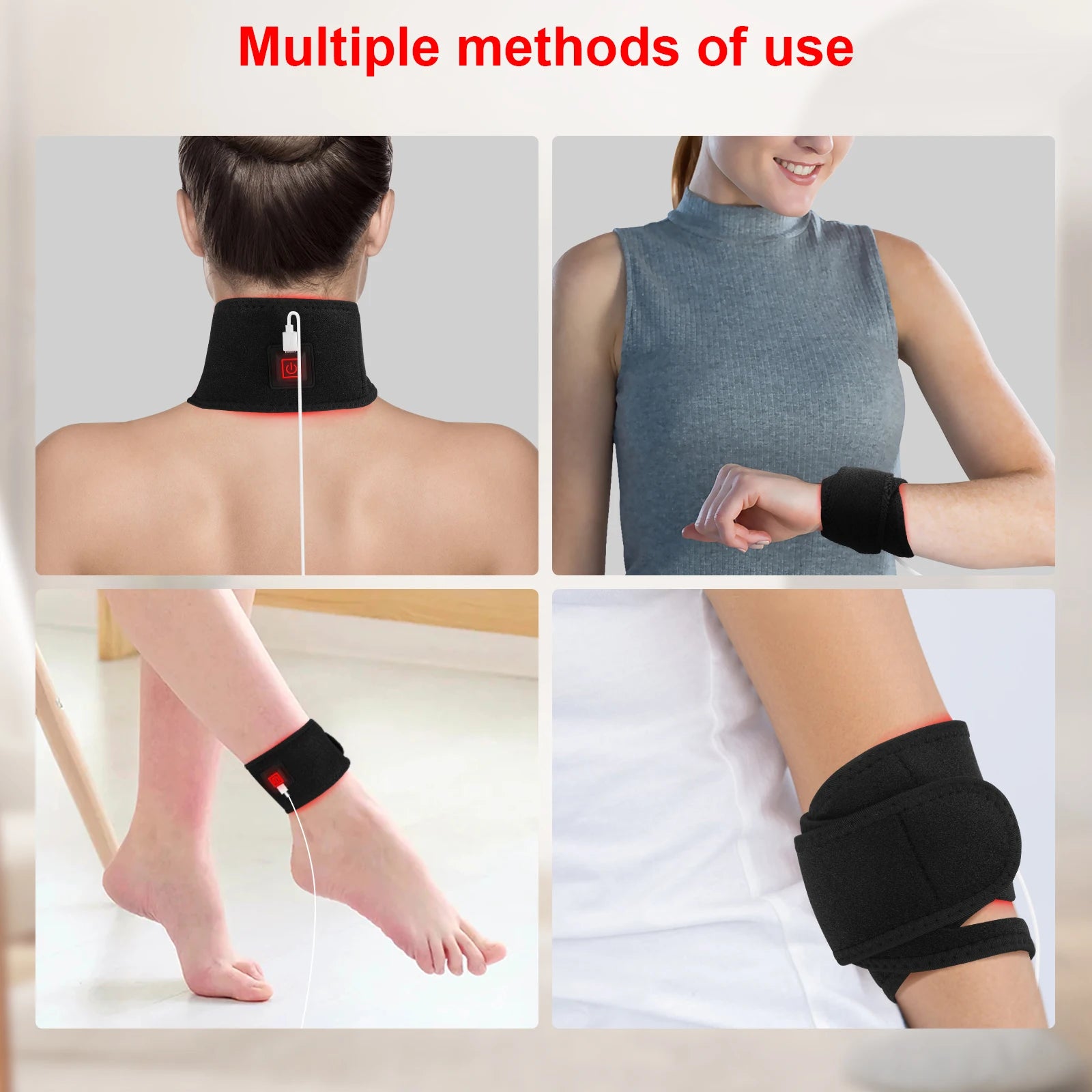 Red Light Therapy Wearable Wrap Devices for Neck, Arms, Chin, Wrist - 660nm & 850nm
