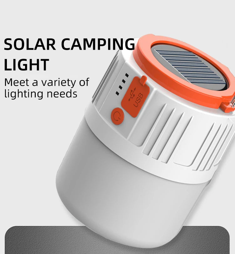 Solar or USB LED Rechargeable Light for Outdoor Hiking or Emergency Outage