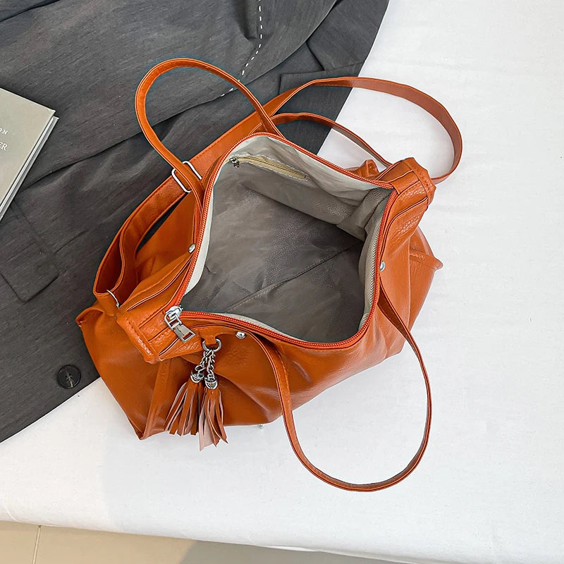 Chic Colors Rivets  Designer Messenger Leather Bags -Large Capacity