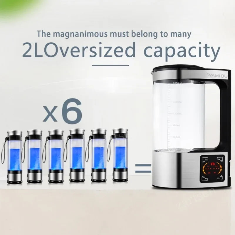 Large 2 Liter Hydrogen Rich Home Pitcher Alkaline Water Ionizer Generator Machine