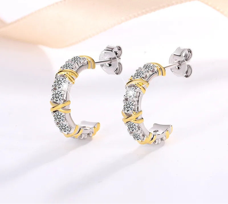 Dazzling Moissanite Two Tone Lab Diamond Jewelry Set