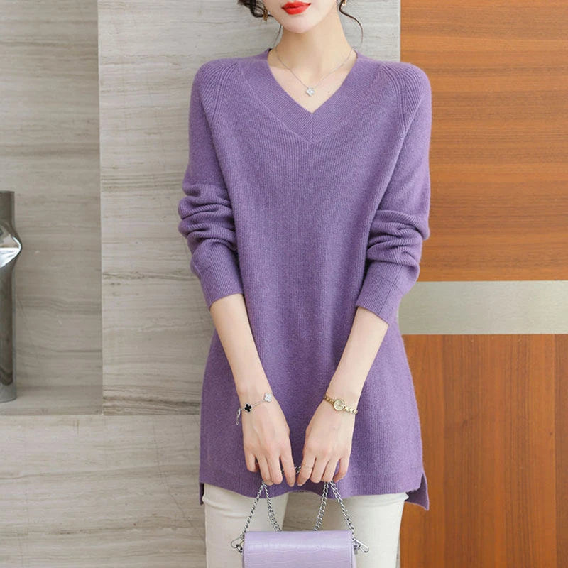 New Cashmere Style Knitted  Casual V-neck Pullover