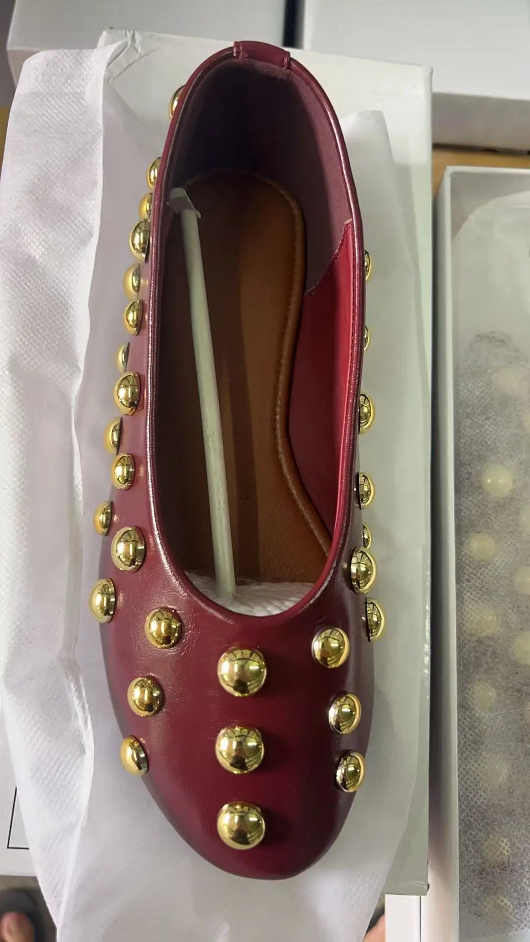 Classic Vintage Brown Shoes with  Metal Rivet Round Toe Loafers