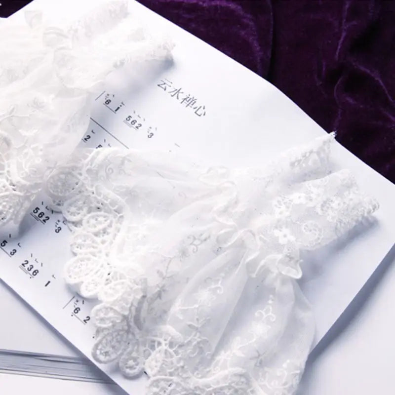 White  Crochet Lace Ruffles Cuffs Sleeves