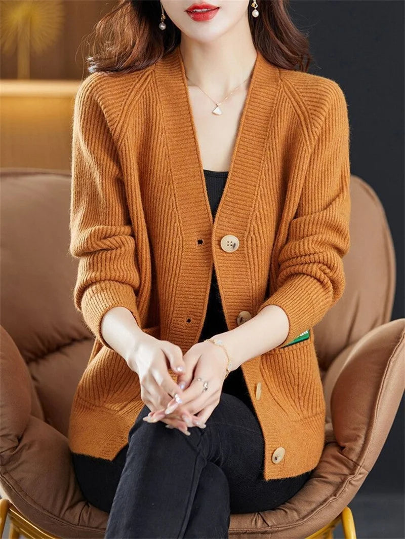 Elegant Sweater  V-neck  Cardigan Jacket