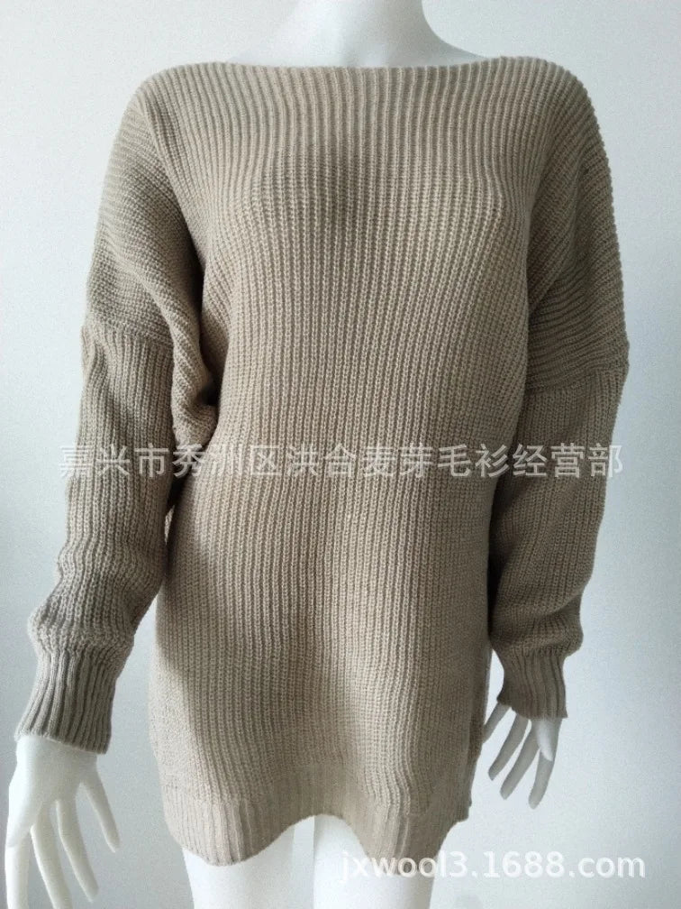Loose Fitting Batwing O-Neck Lantern Sleeve Sweater