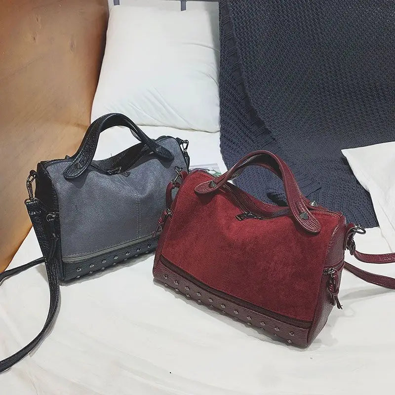 Rivets  Designer Casual Messenger  Leather Bags -Large Capacity