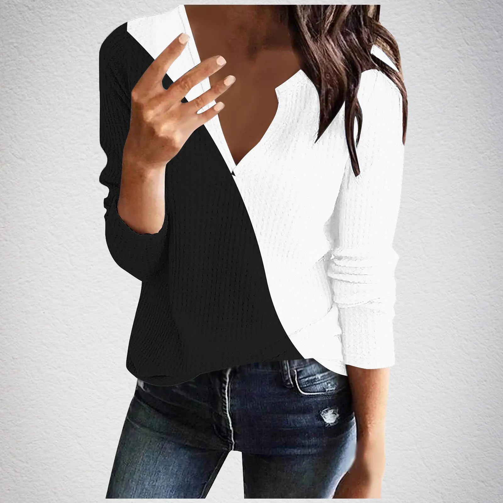 Elegant Sense  V-neck Sweater  with Long Sleeve