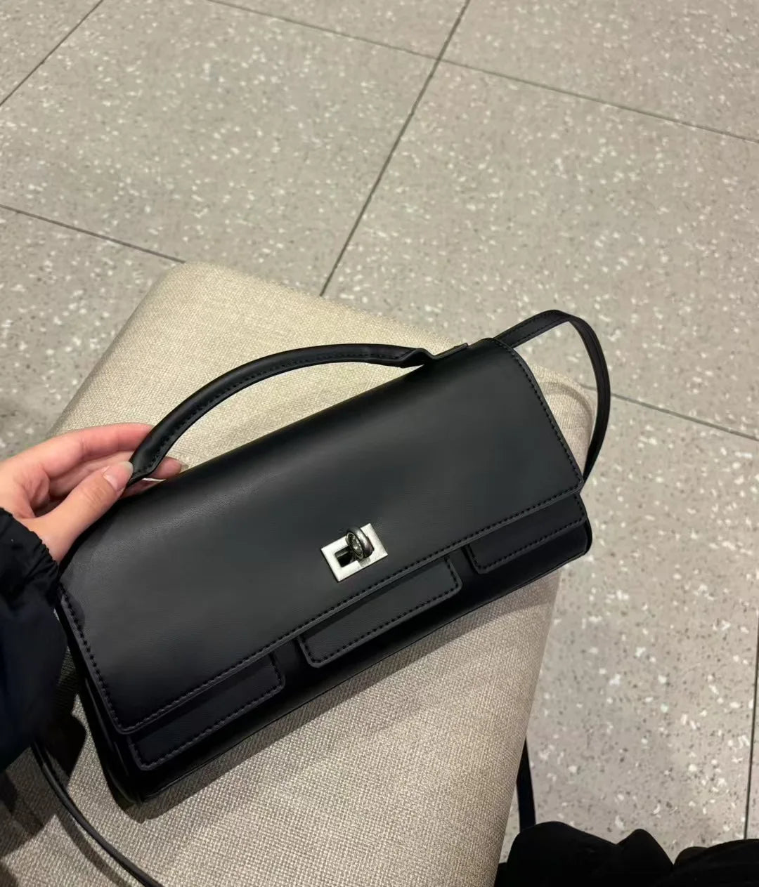 Chic Cowhide Shoulder Clutch Bag