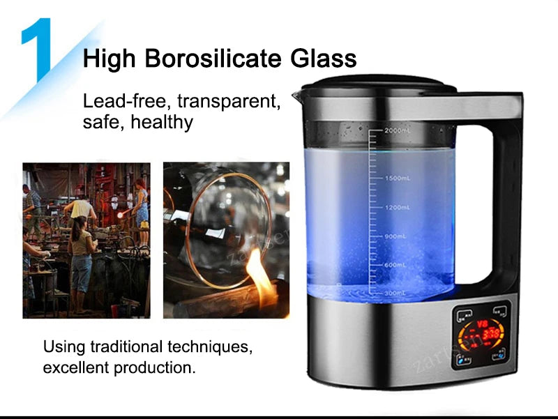 Large 2 Liter Hydrogen Rich Home Pitcher Alkaline Water Ionizer Generator Machine