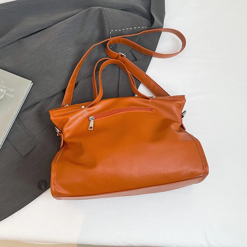 Chic Colors Rivets  Designer Messenger Leather Bags -Large Capacity