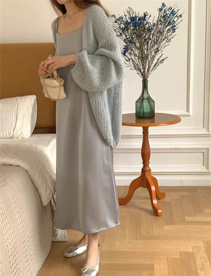 Sweet V-Neck Oversized  Fashion Knitting Cardigans  One Size