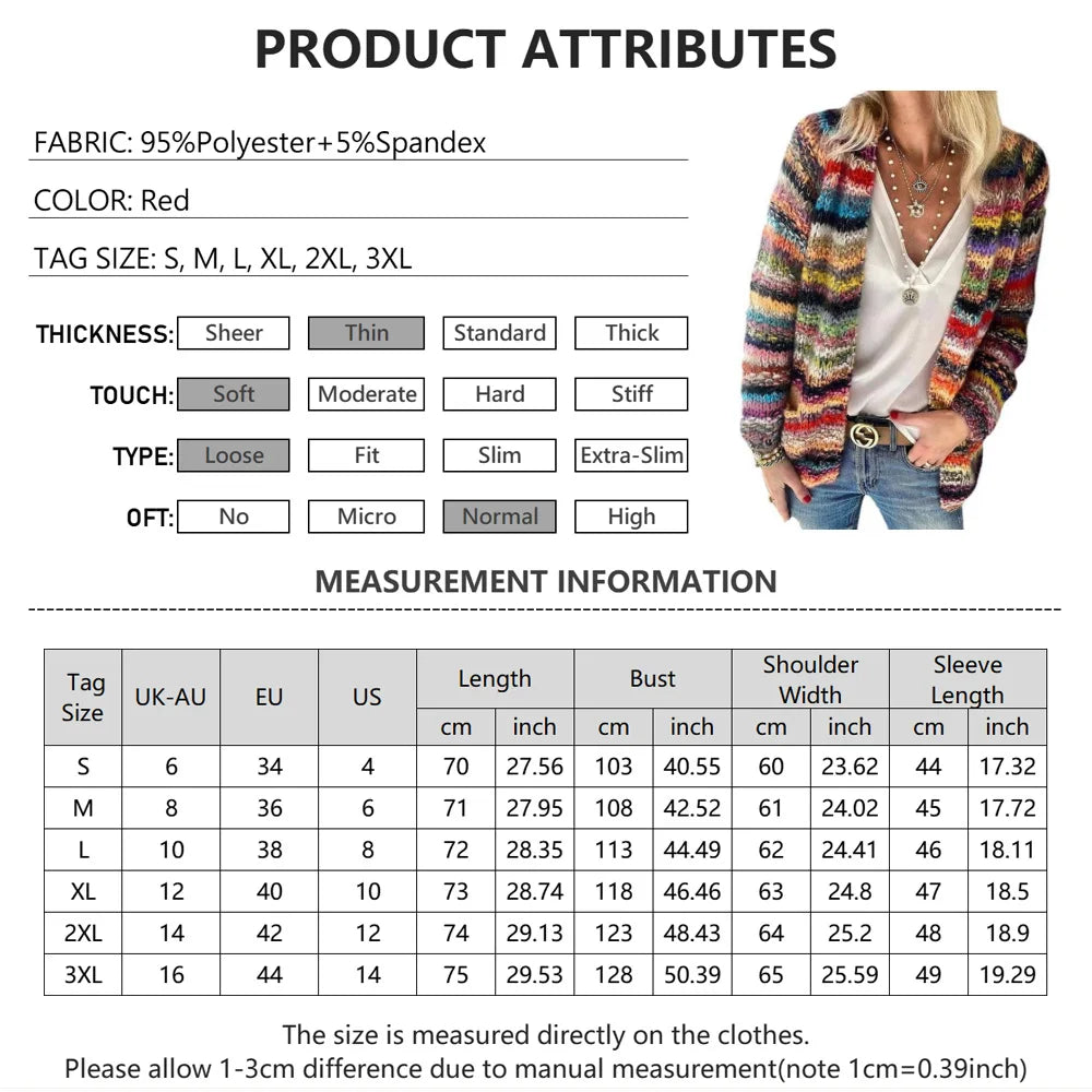 Many Colors Sweater Knitted Cardigan