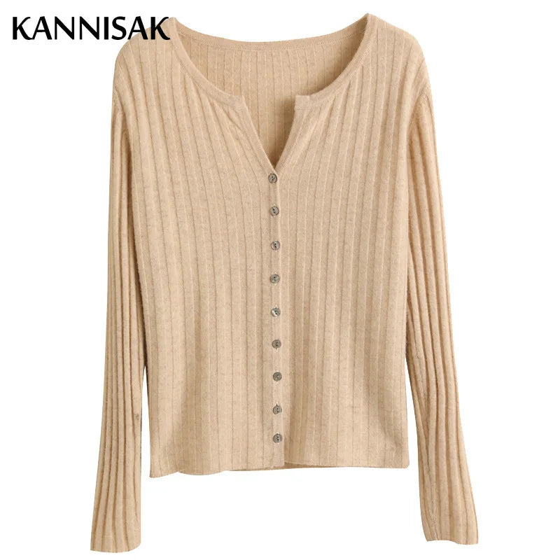 Simple  O-neck Knitted Top Cardigans