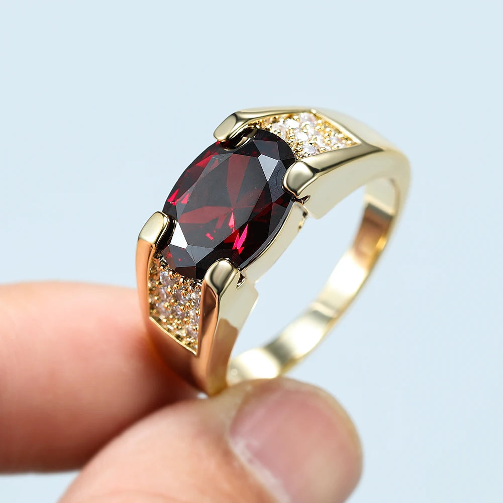 Oval Ruby Red Stone Ring