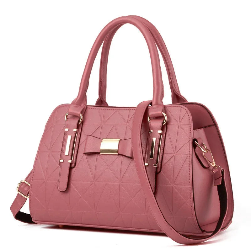 Floral Embossed Shoulder  Handbag with Simple Butterfly Knot