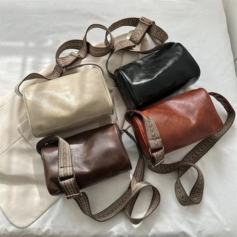 Retro Wide Strap Crossbody Bag