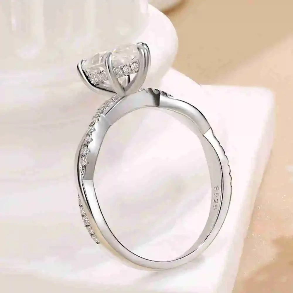 Marquise Cut Sterling Silver 2CT Flawless Moissanite Diamond Ring Set