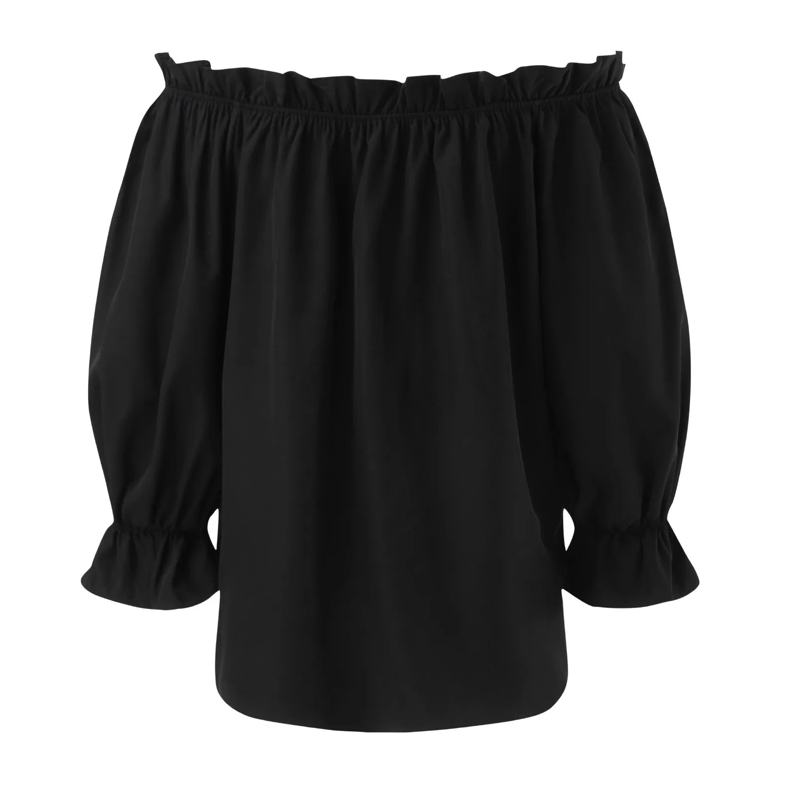 Black Modern Classic Fit Off Shoulder  O-Neck  Blouse Top