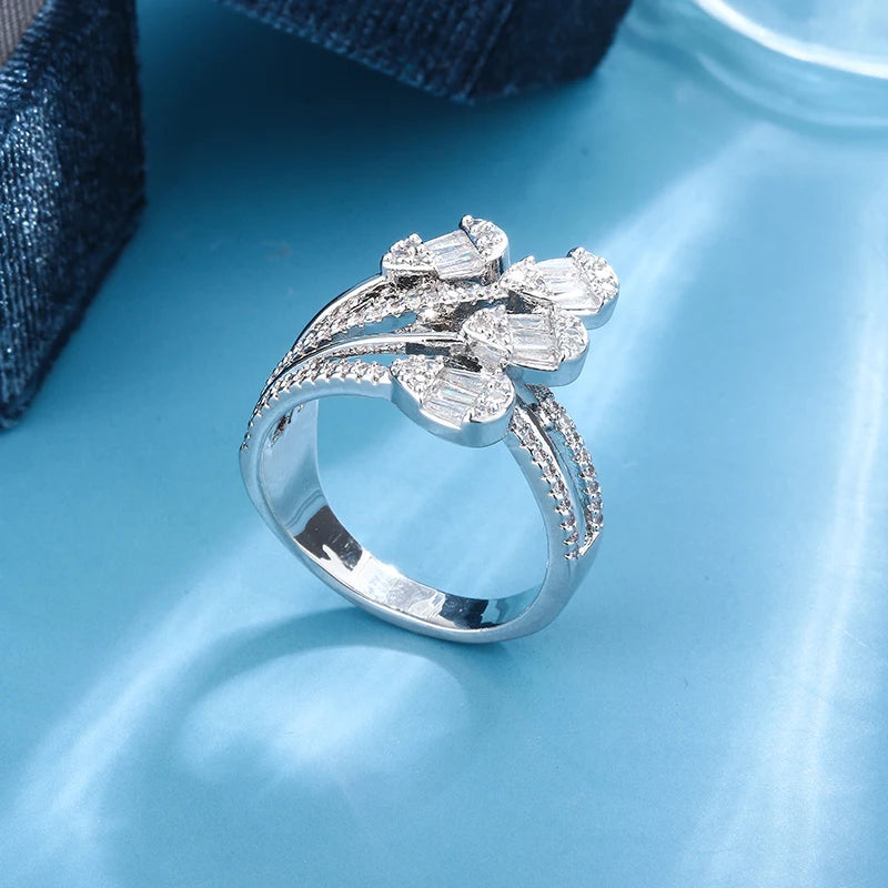 925 Silver Plated Luxury Bold Big Wedding Ring