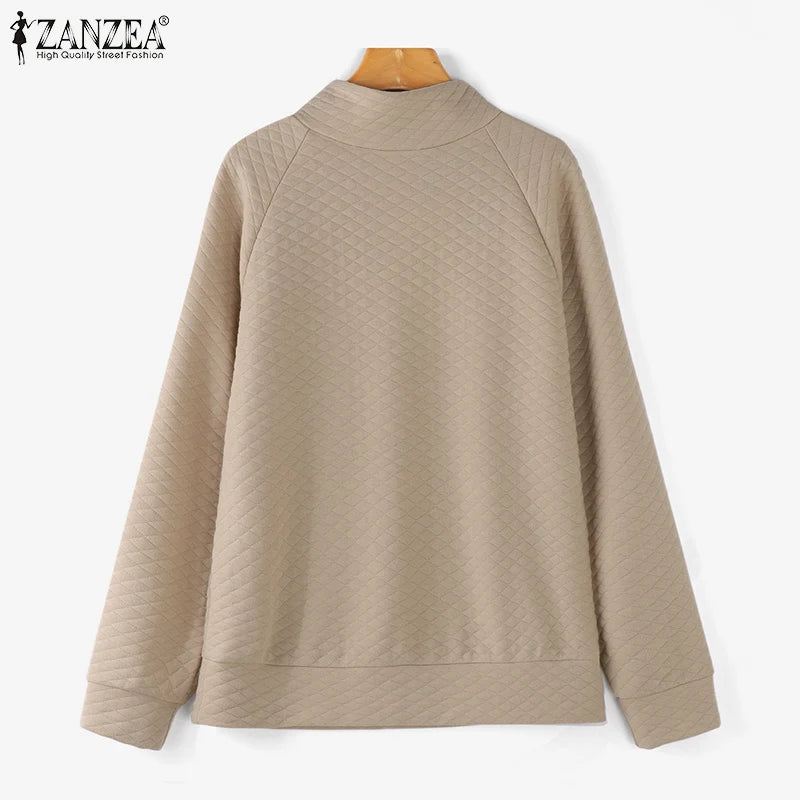 Casual Loose Sweatshirts Stand CollarHoodies Pullover with  Long Sleeve