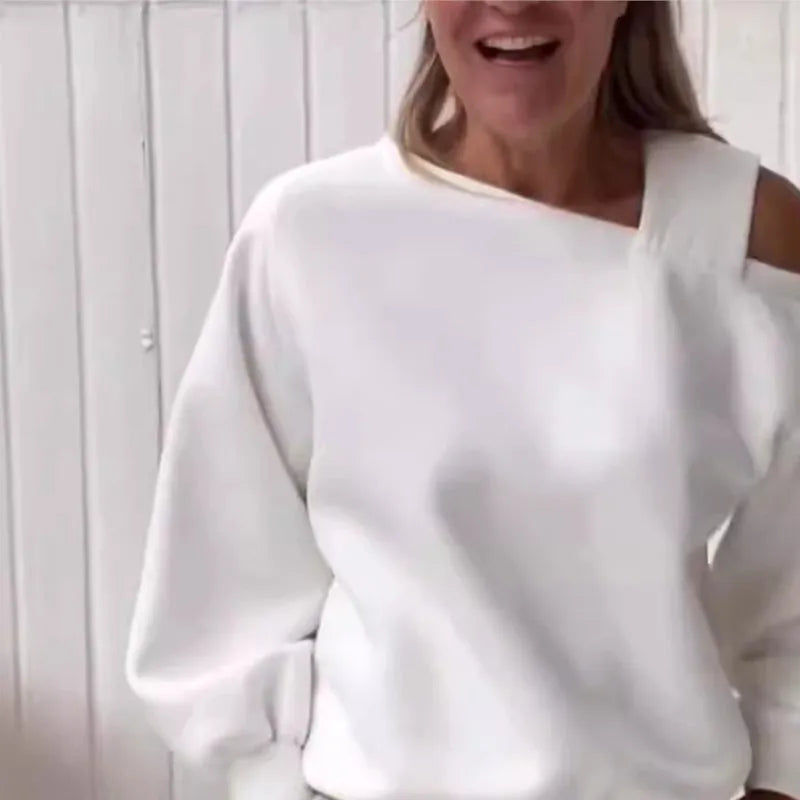 Chic Look Off-shoulder Top Pullover Blouse  with  Long-sleeved