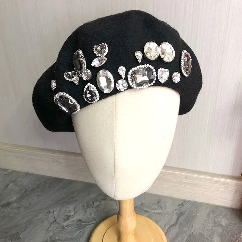Rhinestone Crystal Luxury Warm  Beret