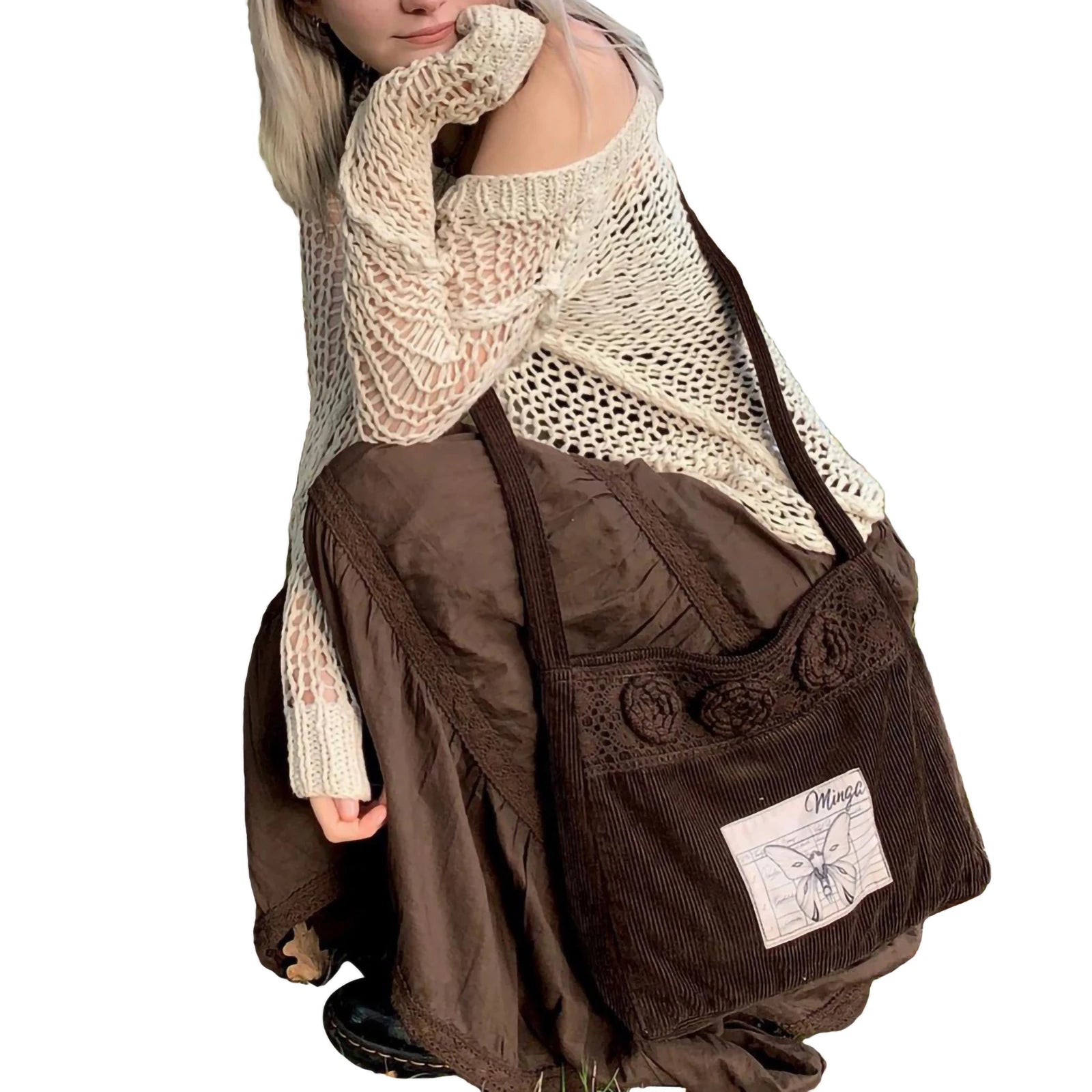 Retro Brown Ruffle Long  Skirts