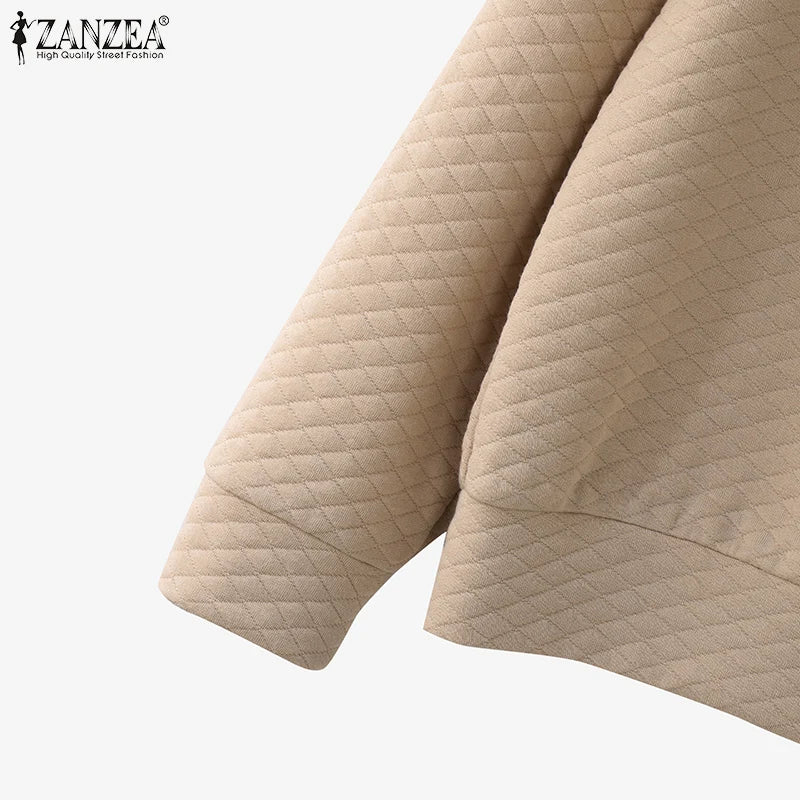 Casual Loose Sweatshirts Stand CollarHoodies Pullover with  Long Sleeve