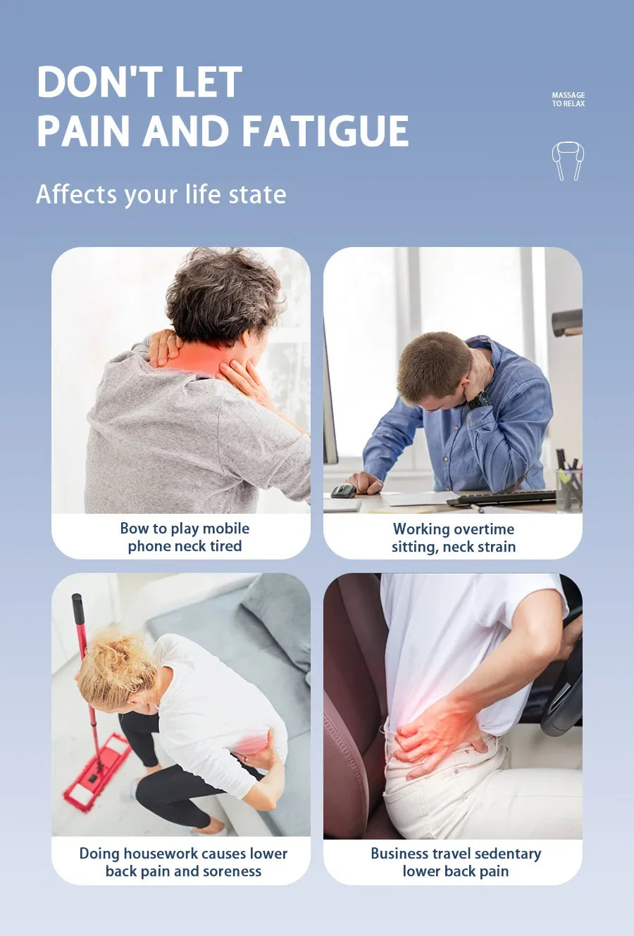 Portable Mini Relaxer Electric Heated Upper Back & Neck Shiatsu Massage