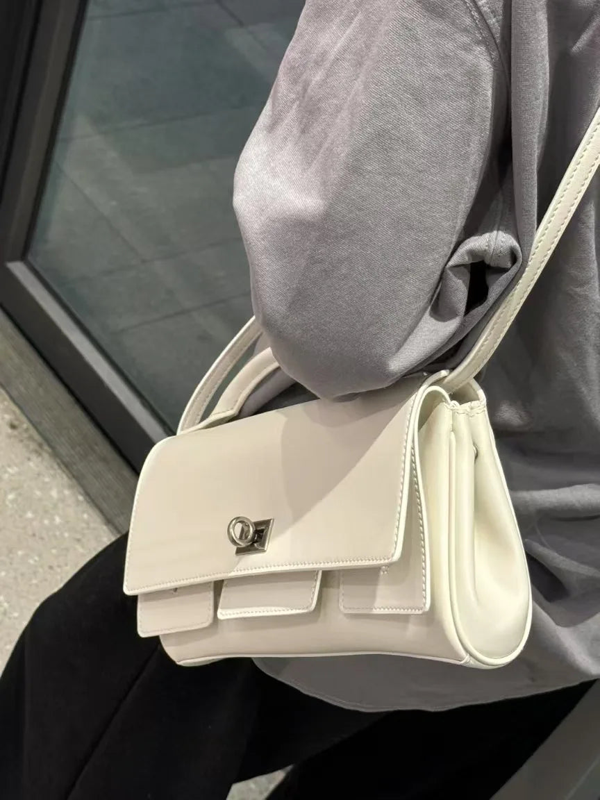 Chic Cowhide Shoulder Clutch Bag