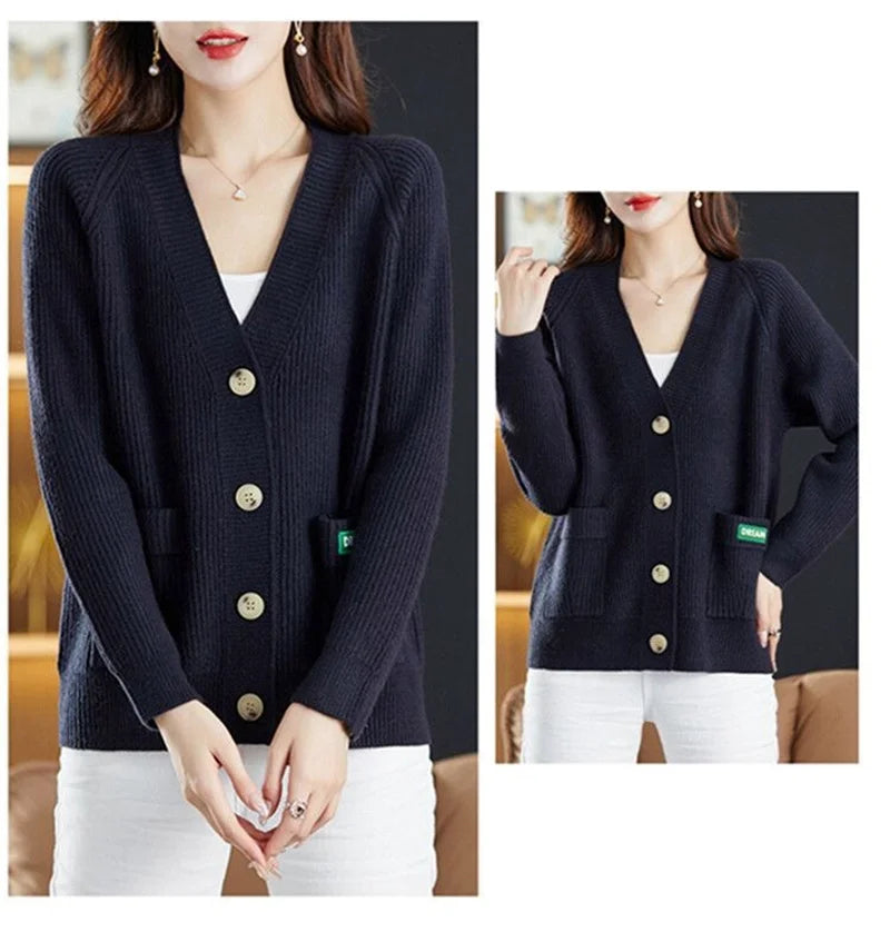 Elegant Sweater  V-neck  Cardigan Jacket