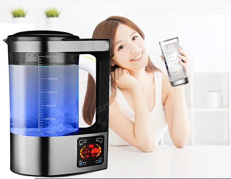 Large 2 Liter Hydrogen Rich Home Pitcher Alkaline Water Ionizer Generator Machine